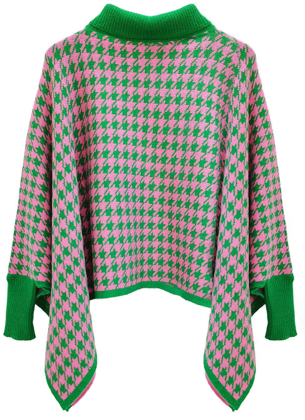 Checkered Knit Poncho