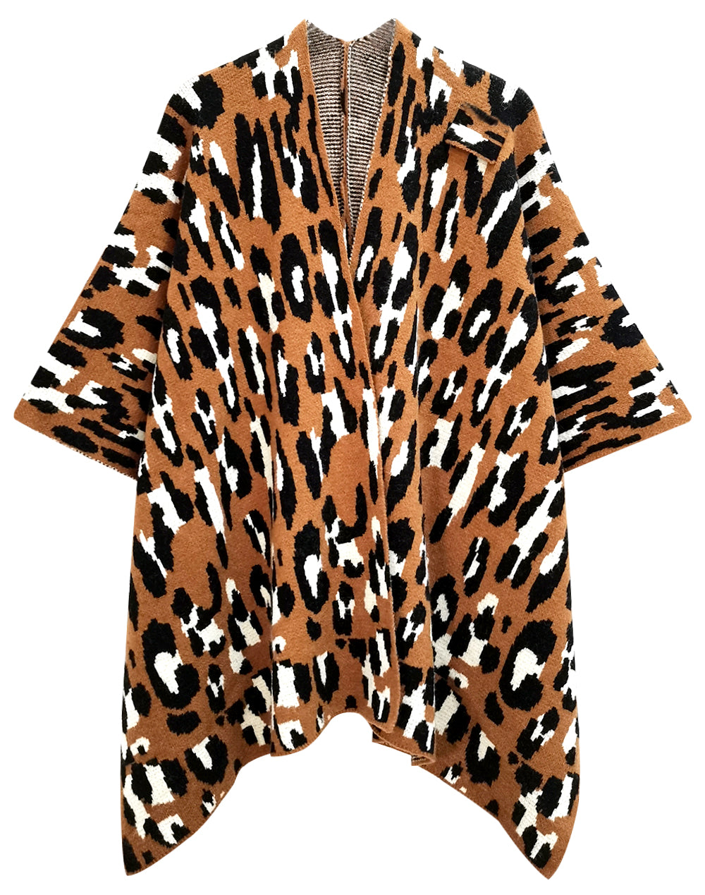 Leopard Knit Ruana with Shoulder Strap