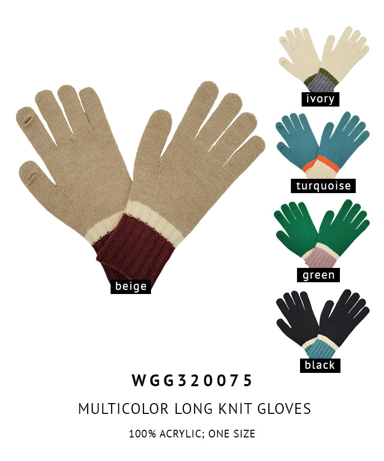 Multicolor Long Knit Gloves
