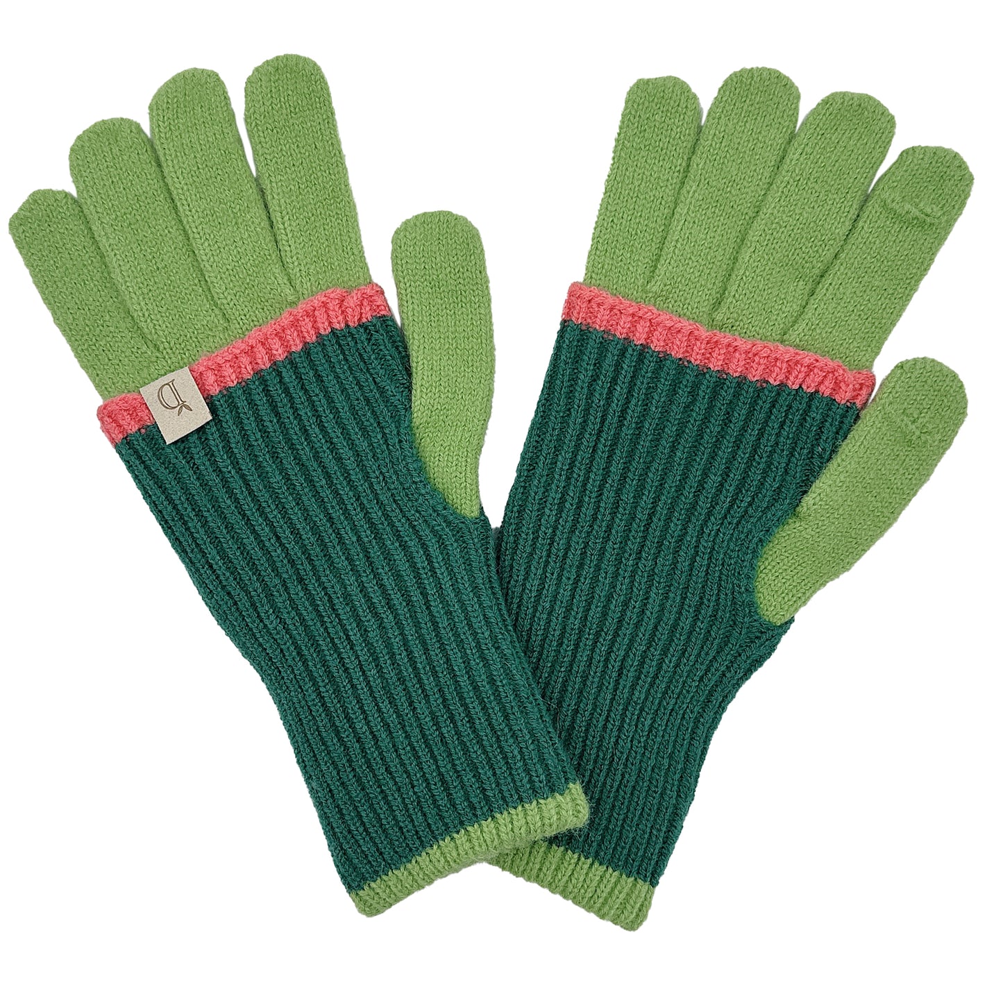 Color Block Layered Knit Gloves