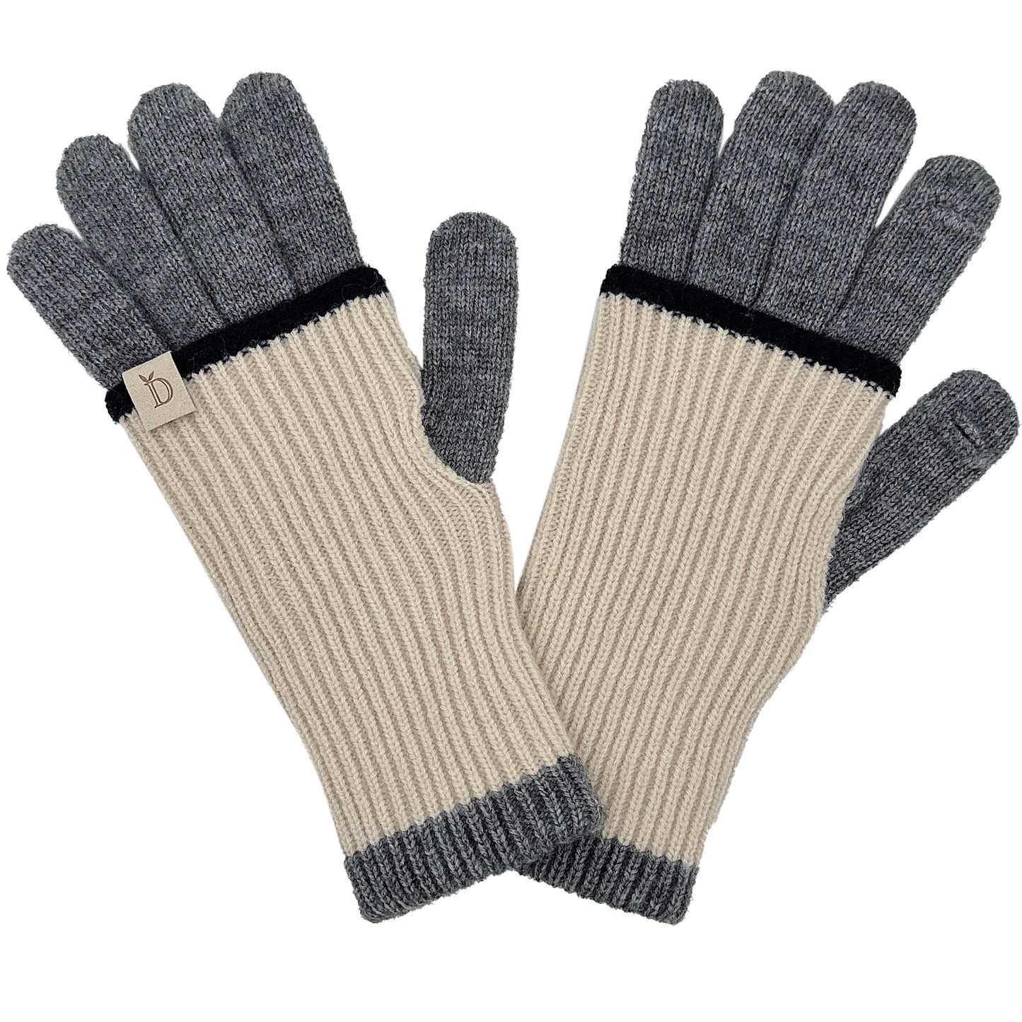 Color Block Layered Knit Gloves