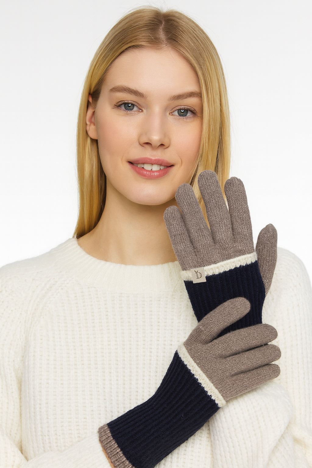Color Block Layered Knit Gloves