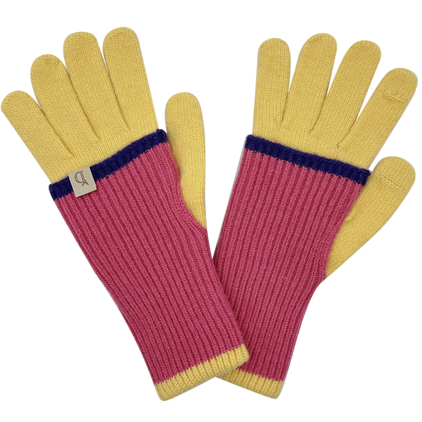 Color Block Layered Knit Gloves
