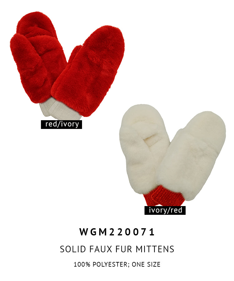 Solid Faux Fur Mittens