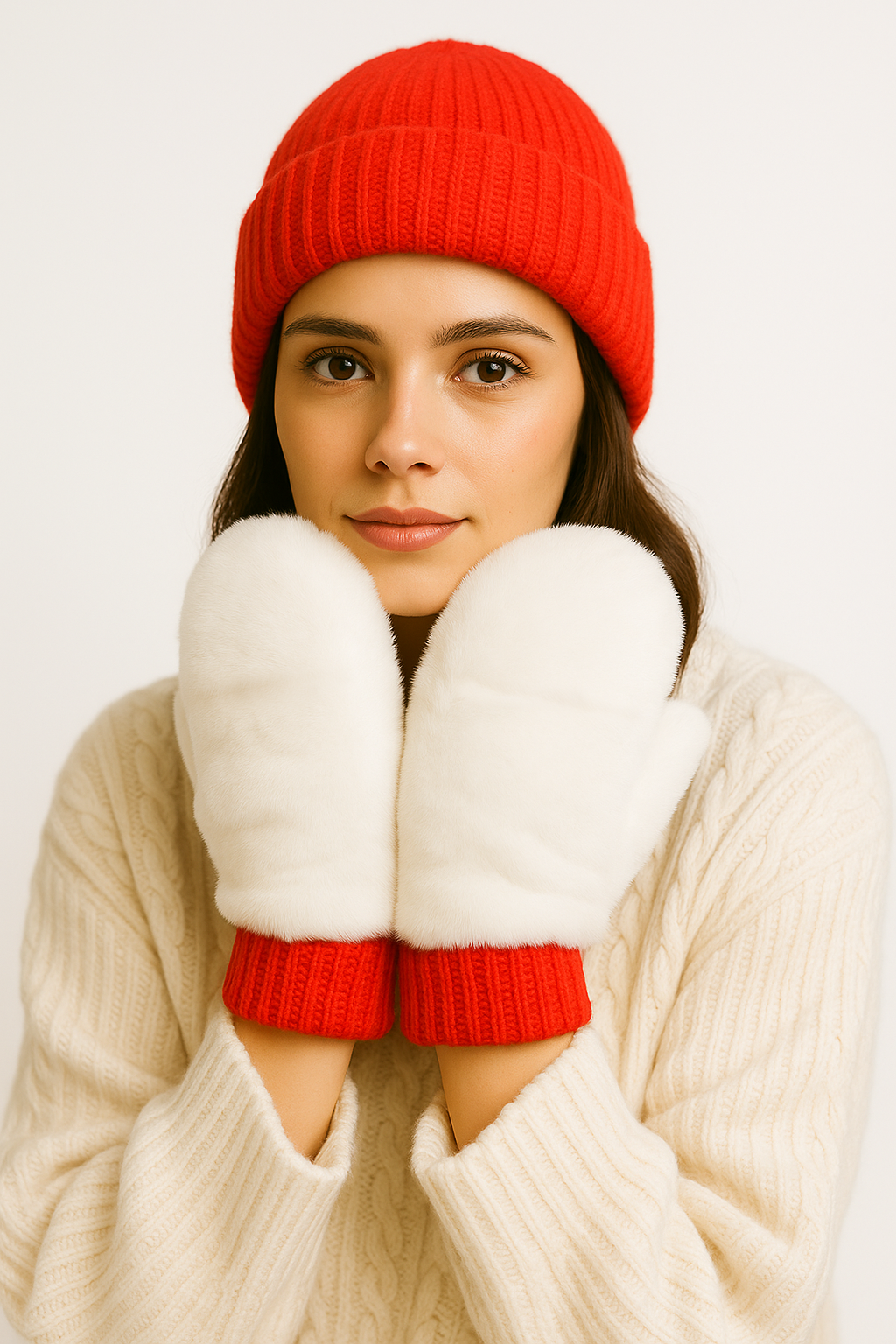 Solid Faux Fur Mittens