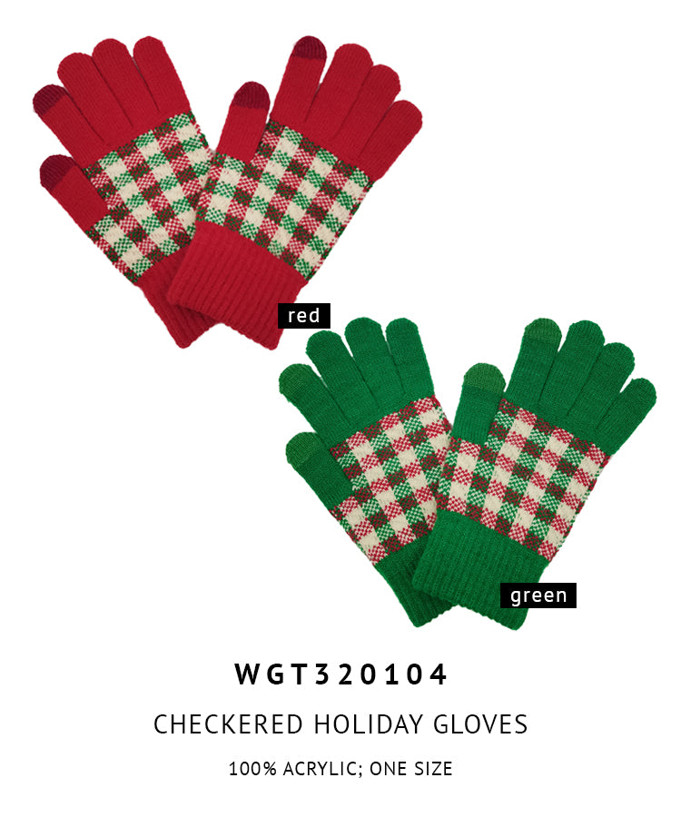 Checker Holiday Gloves