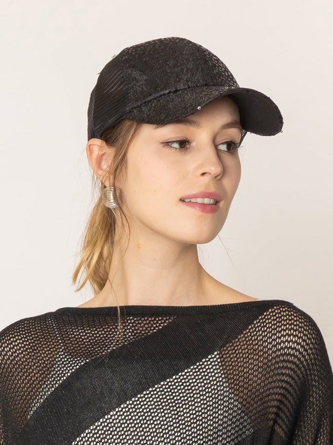 Sequin Mesh Back Baseball Cap