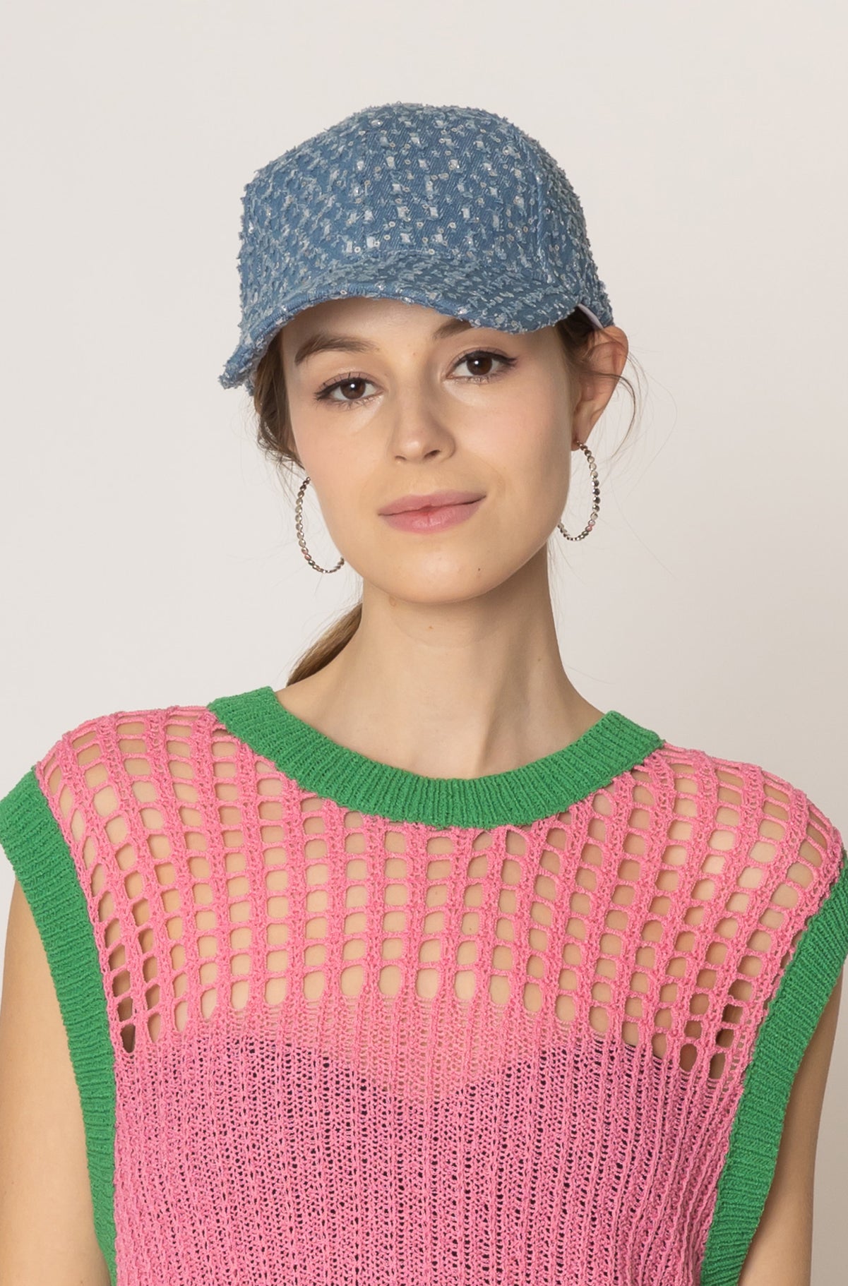 Stone Distressed Denim Baseball Cap