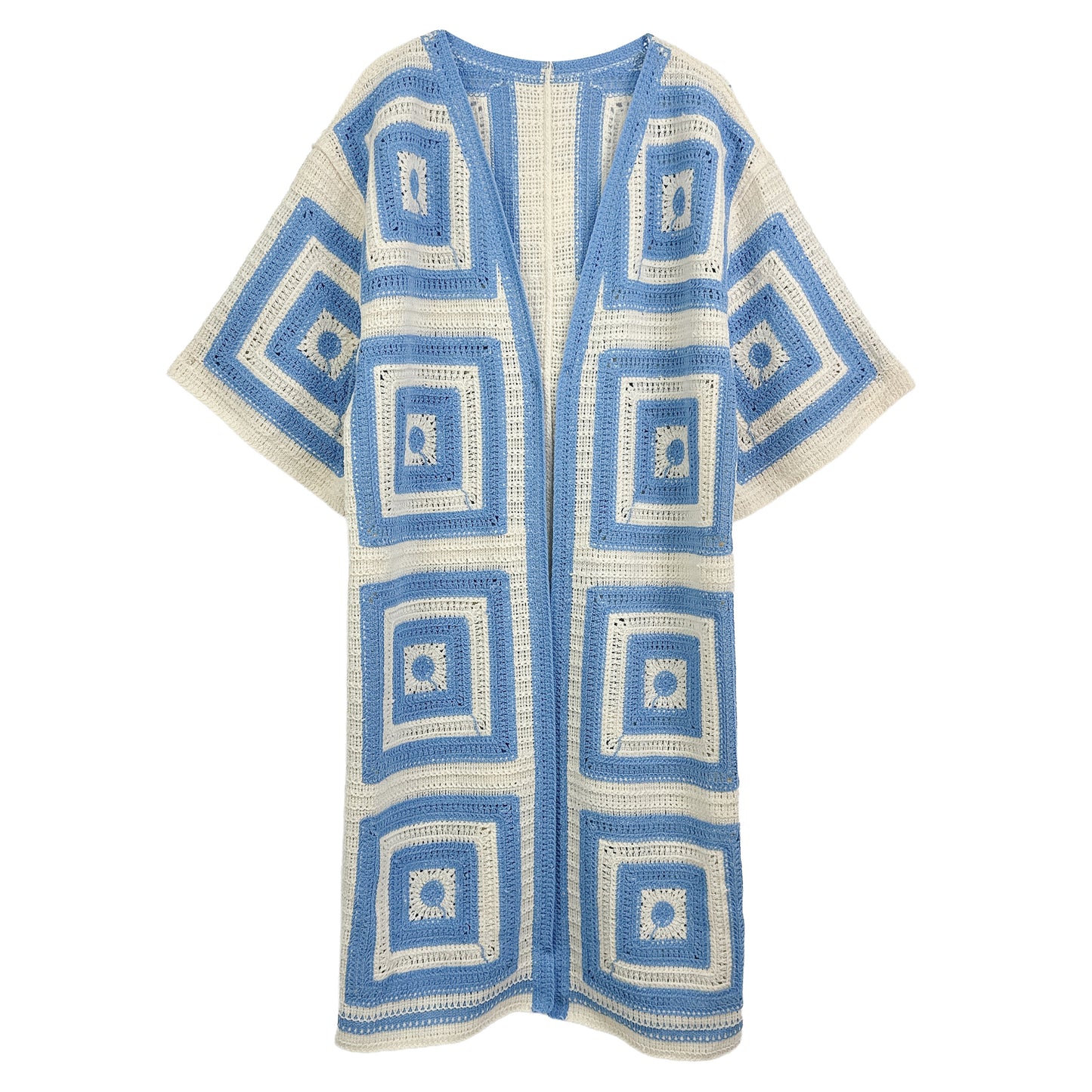 Square Pattern Crochet Cardigan