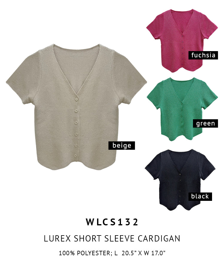 Lurex Short Sleeve Cardigan