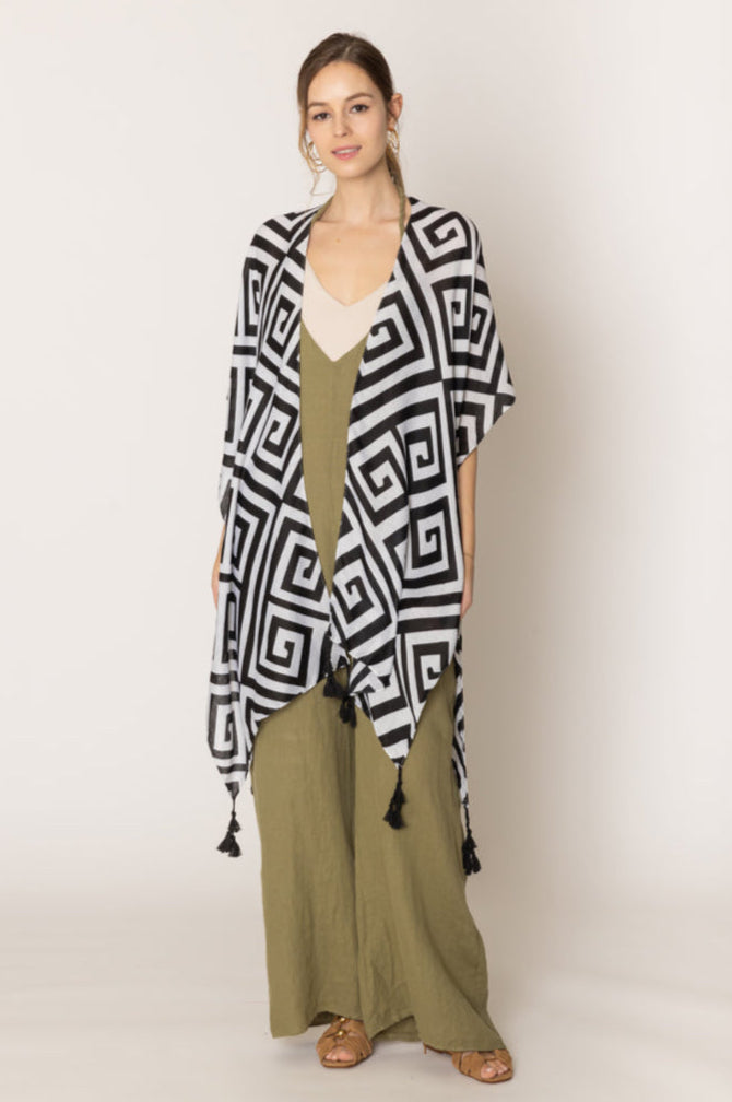 Geometric Print Kimono