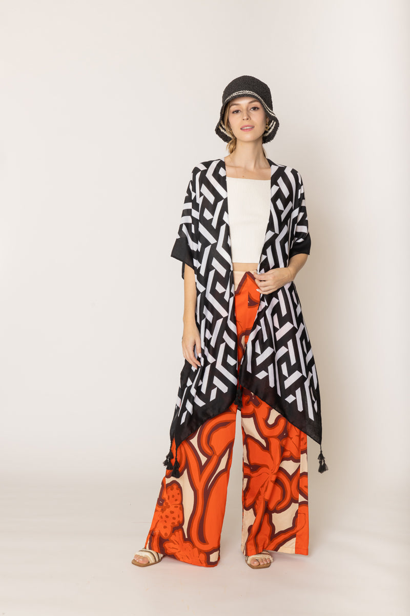 Geometric Print Kimono