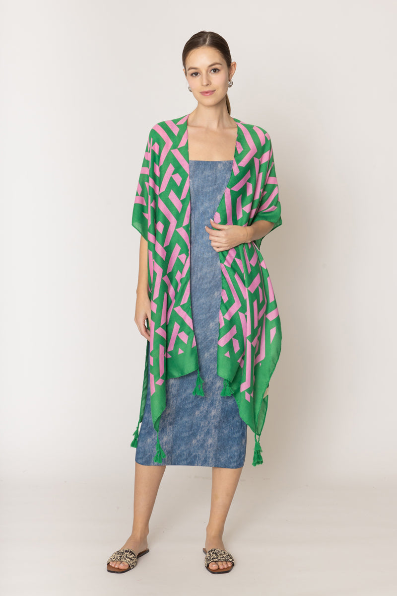 Geometric Print Kimono
