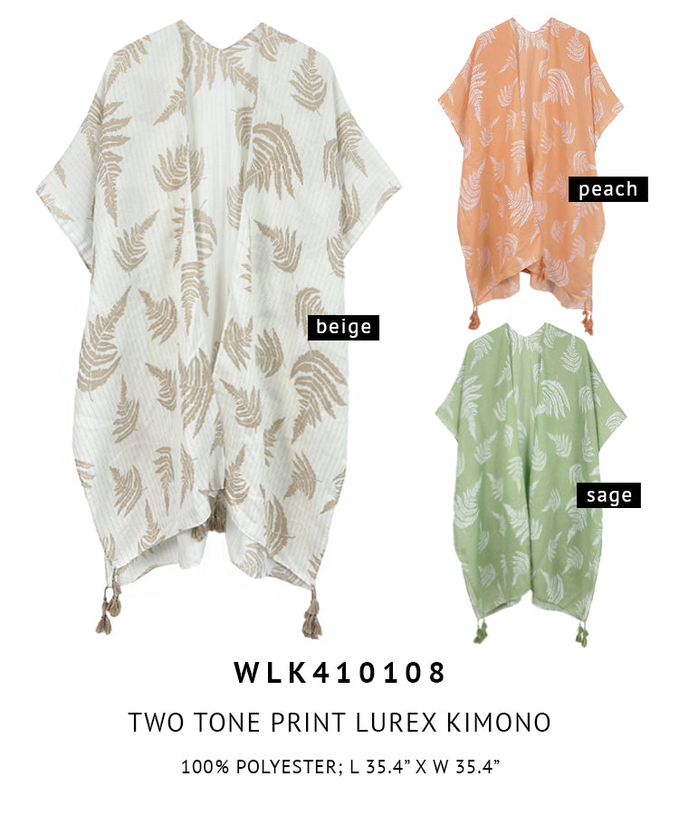 Two Tone Print Lurex Kimono