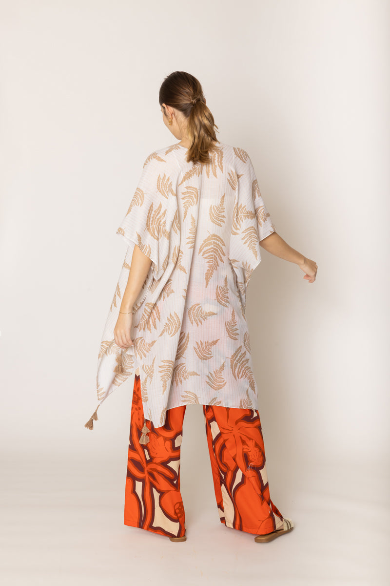 Two Tone Print Lurex Kimono