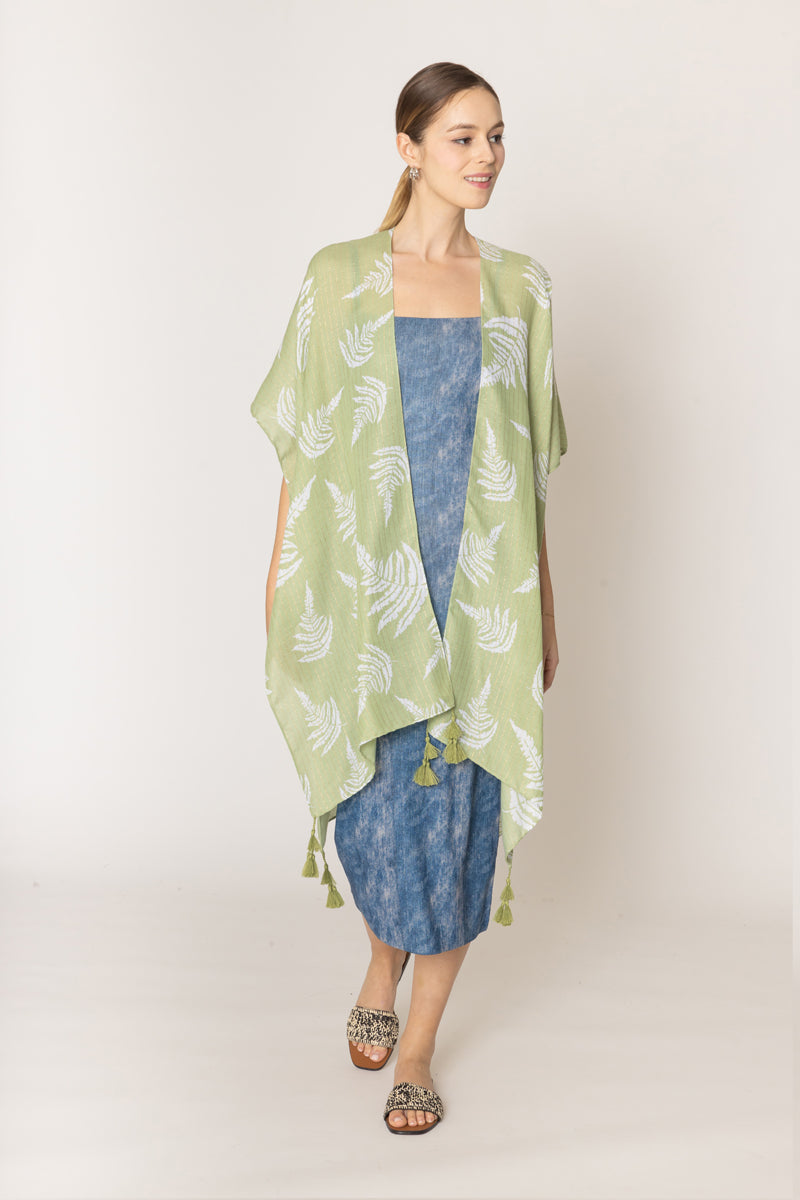 Two Tone Print Lurex Kimono