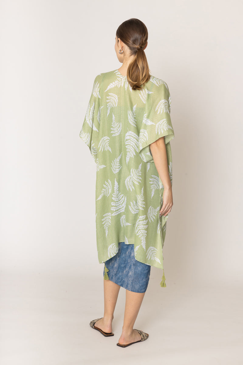Two Tone Print Lurex Kimono