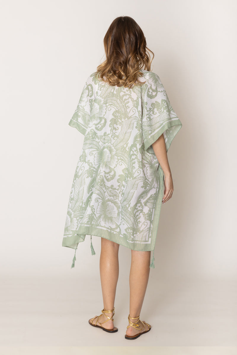 Two Tone Print Lurex Kimono