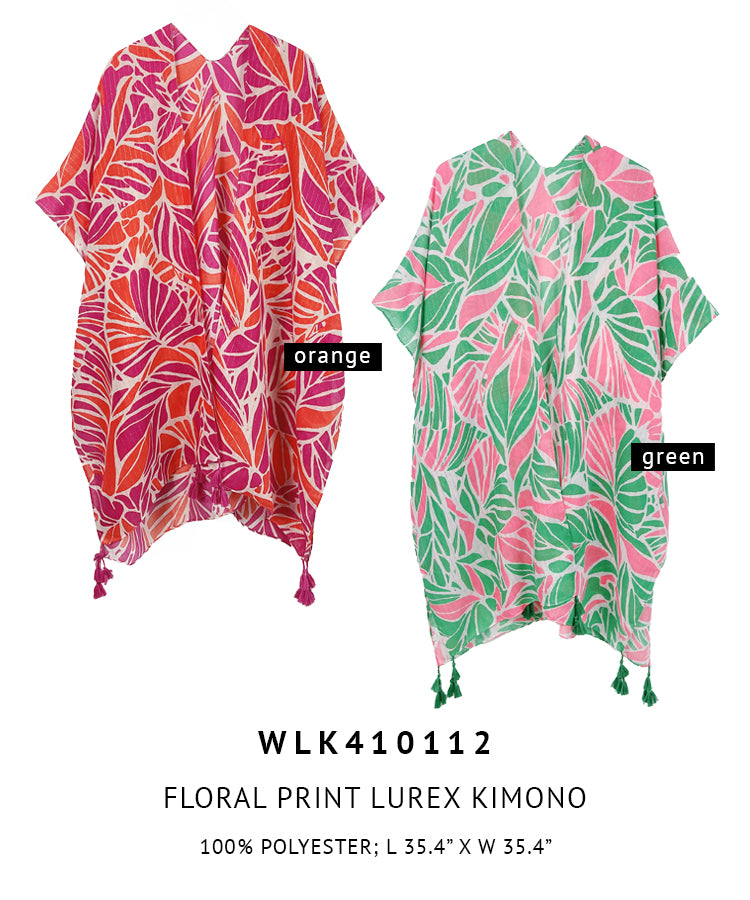 Floral Print Lurex Kimono