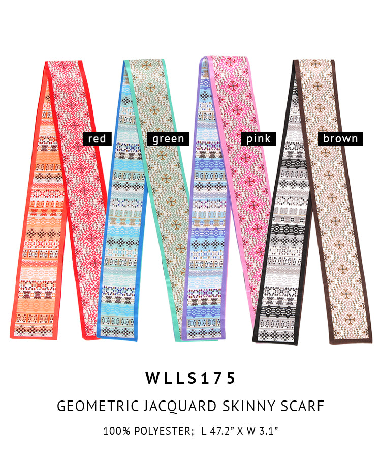 Geometric Jacquard Print Skinny Scarf