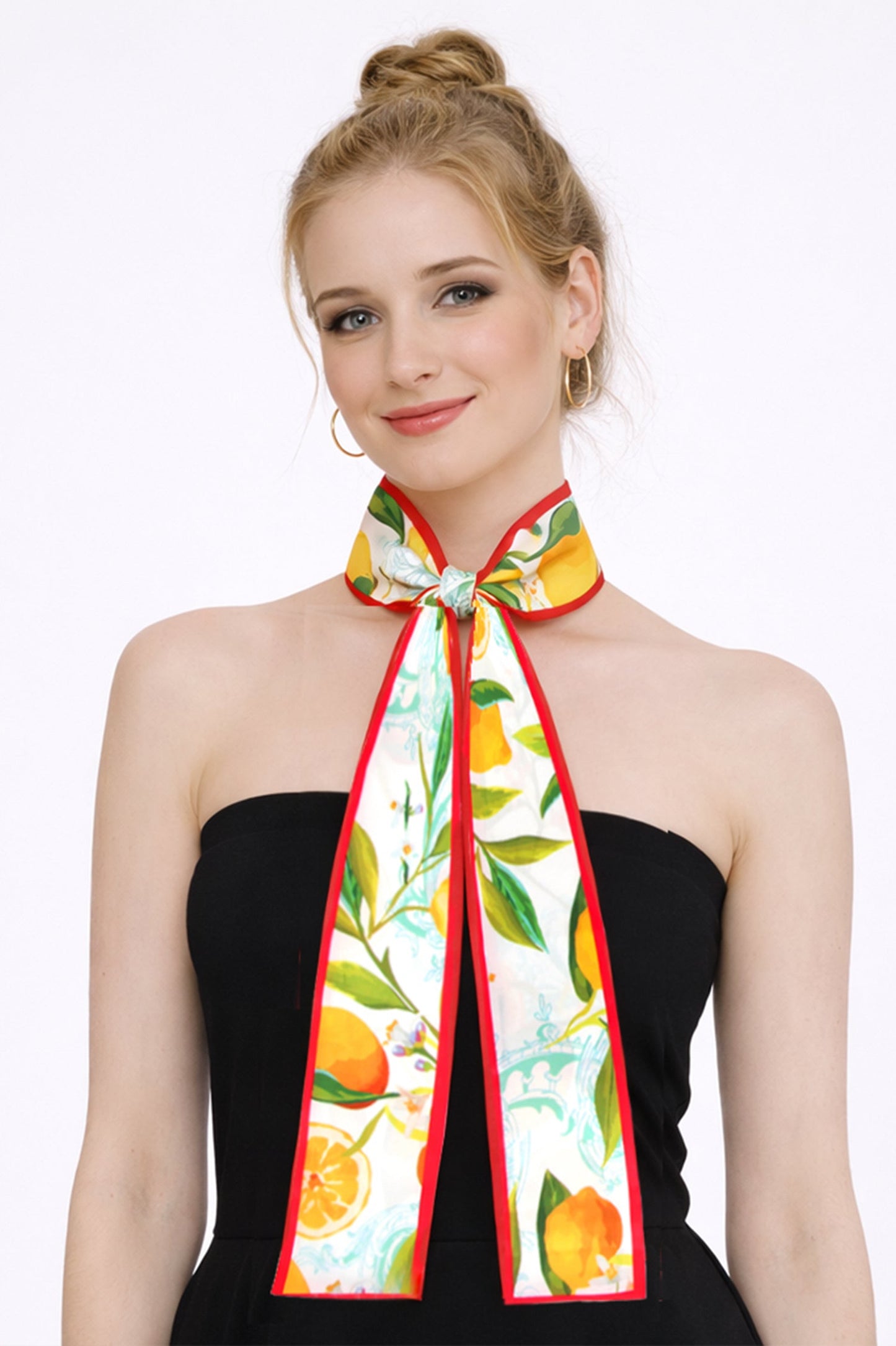 Lemon Print Skinny Scarf
