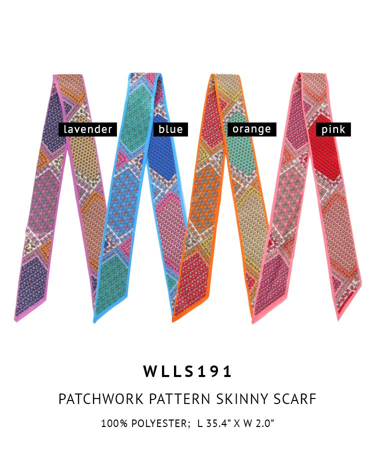 Patchwork Pattern Skinny Scarf