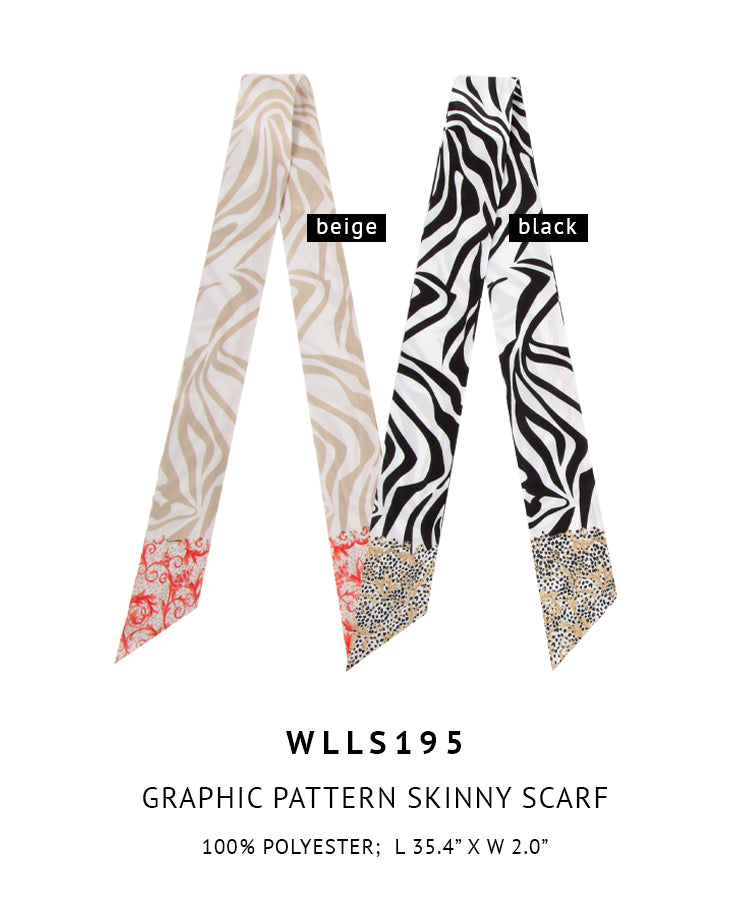 Graphic Pattern Skinny Scarf