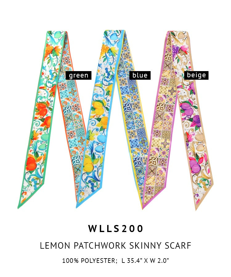 Lemon Patchwork Skinny Scarf