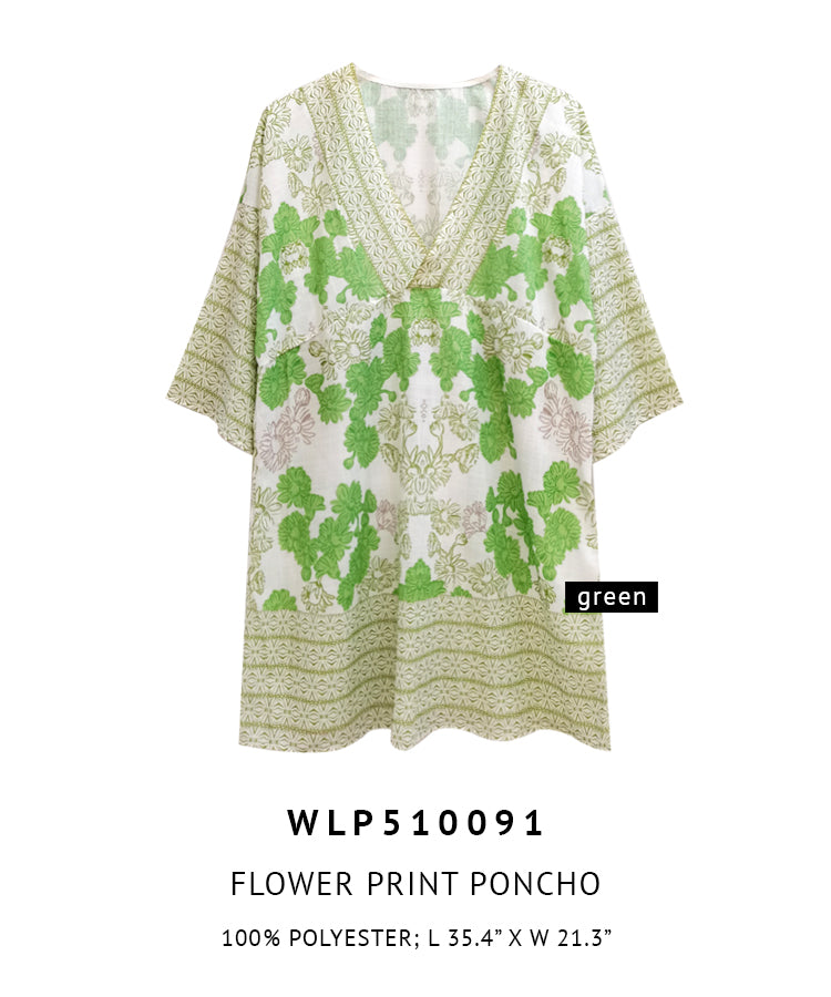 Flower Print Poncho