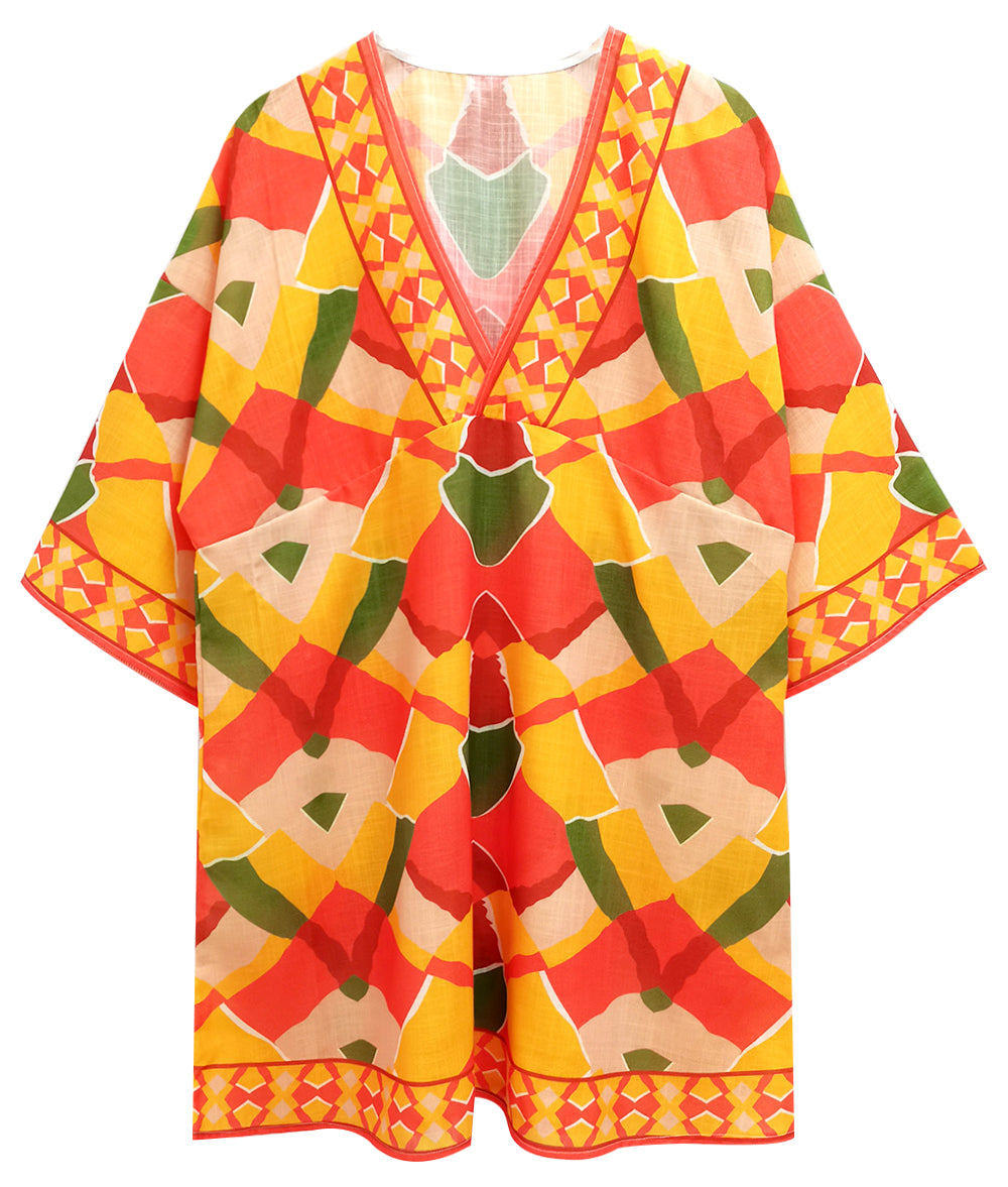 Geometric Print Poncho