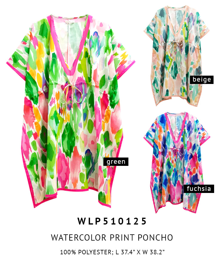 Watercolor Print Poncho