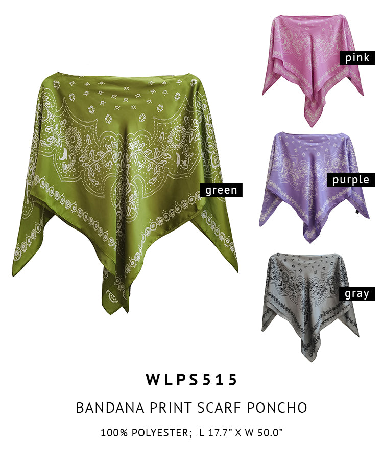 Silky Satin Print Scarf Poncho