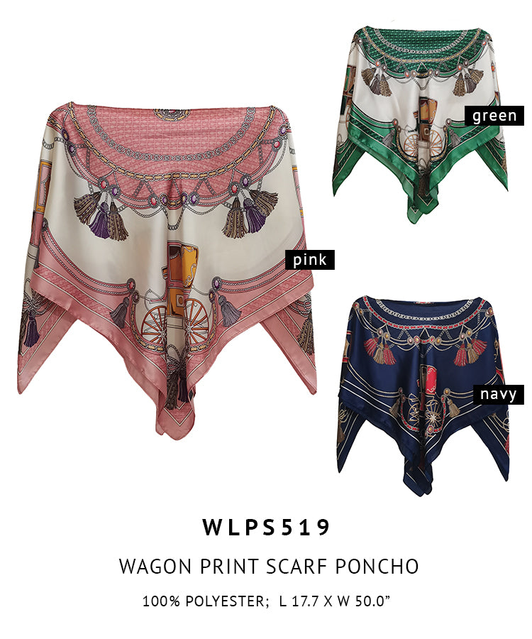 Silky Satin Print Scarf Poncho