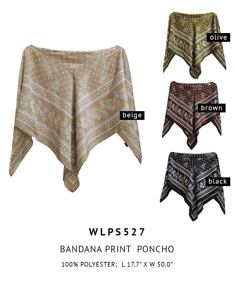 Silky Satin Print Scarf Poncho