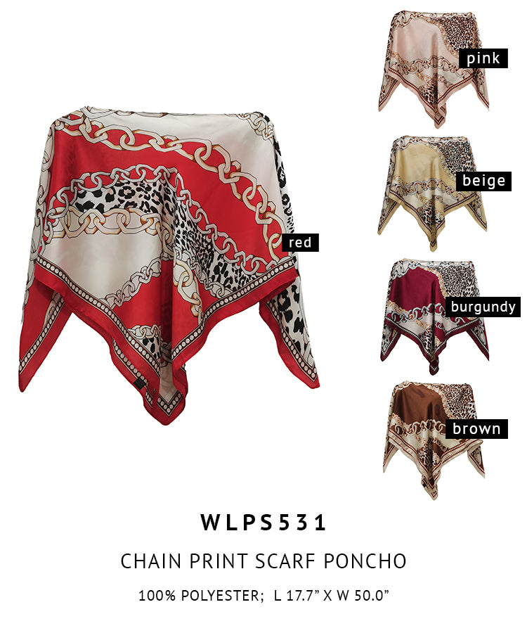 Silky Satin Print Scarf Poncho