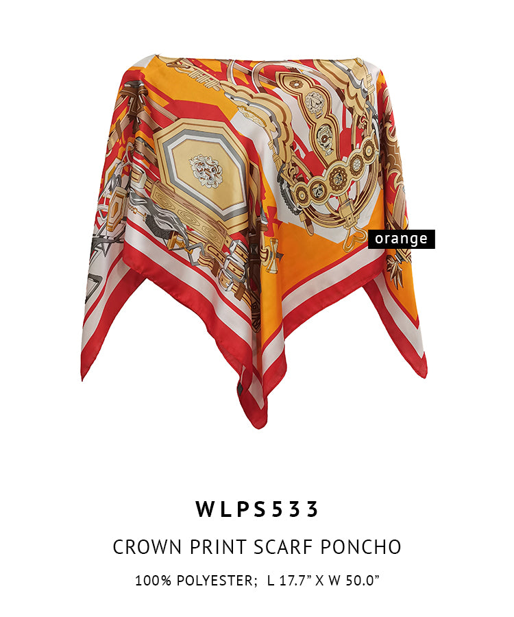 Silky Satin Print Scarf Poncho