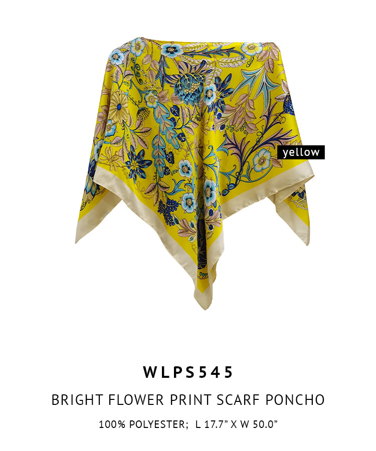 Silky Satin Print Scarf Poncho