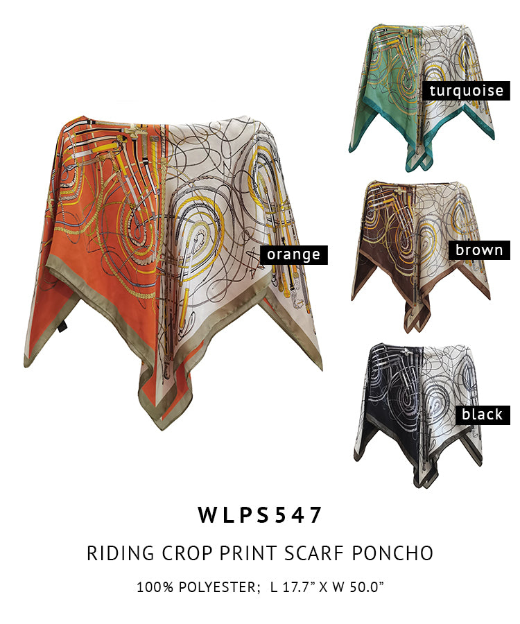 Silky Satin Print Scarf Poncho