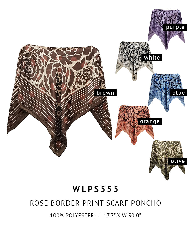 Silky Satin Print Scarf Poncho