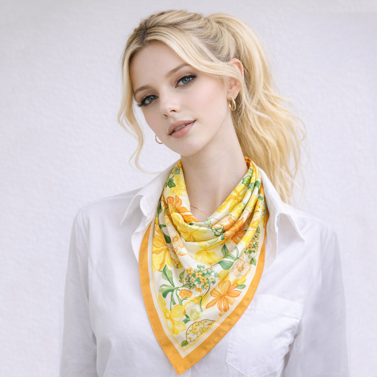 Floral Print Square Scarf