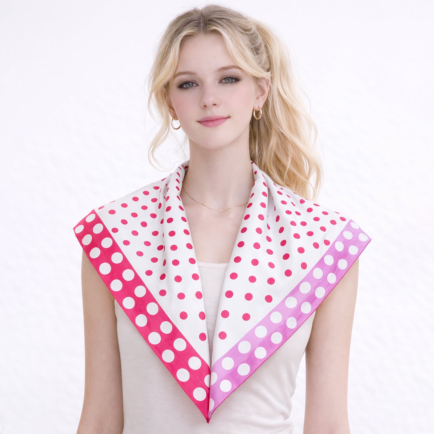 Polka Dot Border Print Square Scarf