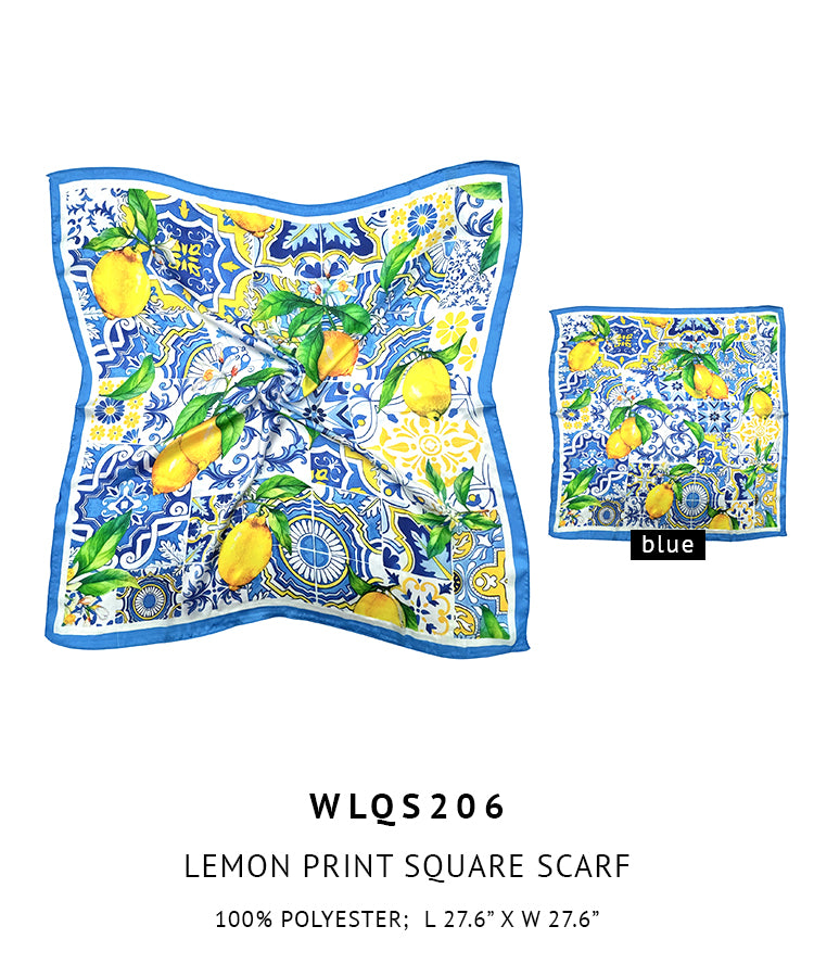 Lemon Print Square Scarf