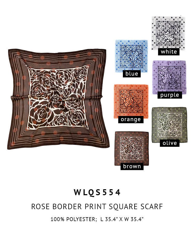 Rose Border Print Square Scarf