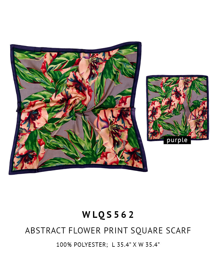 Abstract Flower Print Square Scarf