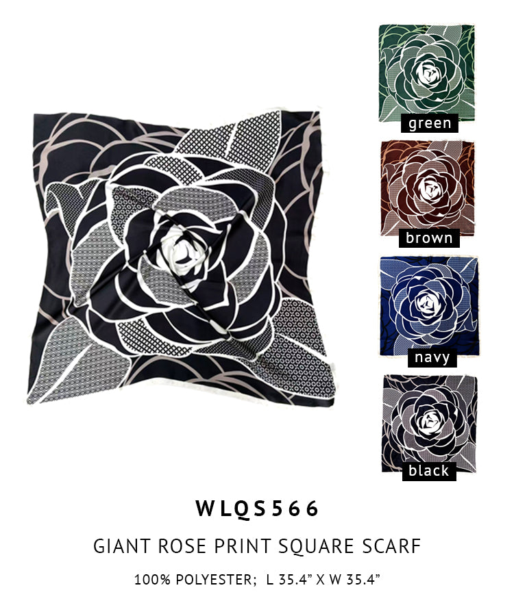 Giant Rose Print Square Scarf