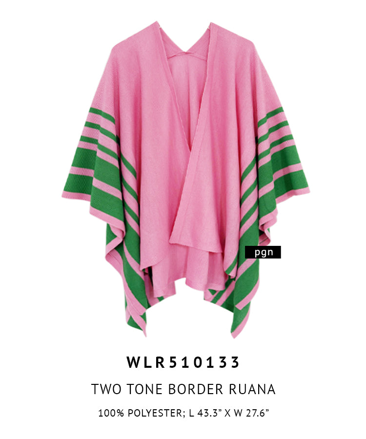 Two Tone Border Ruana