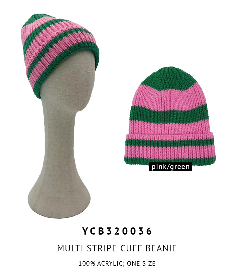 Multi Stripe Cuff Beanie