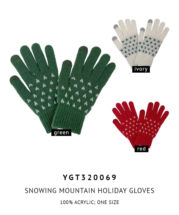 Snowing Mountain Holiday Gloves