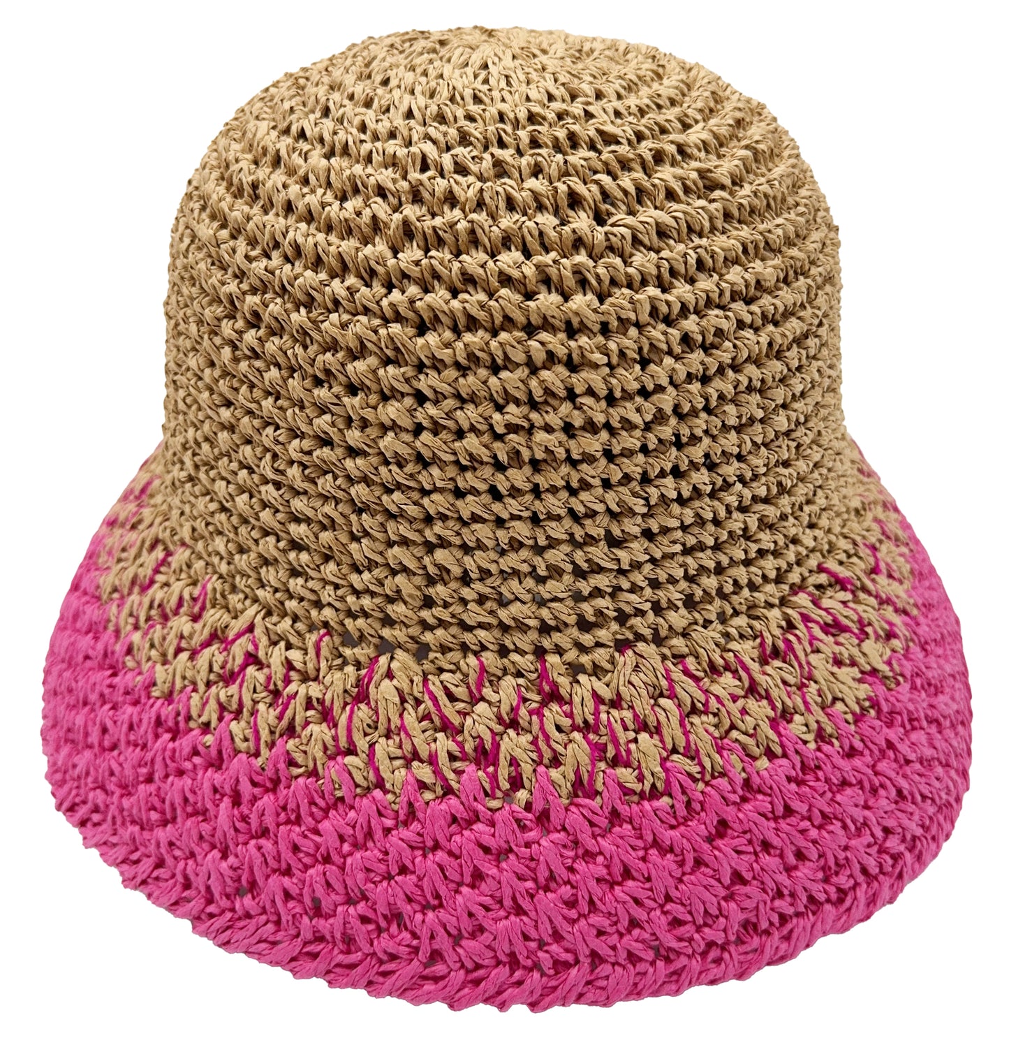 Two Tone Straw Bucket Hat