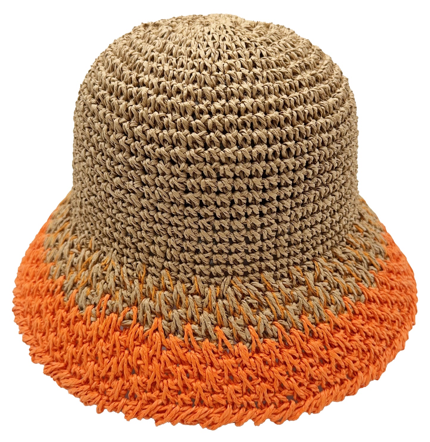 Two Tone Straw Bucket Hat